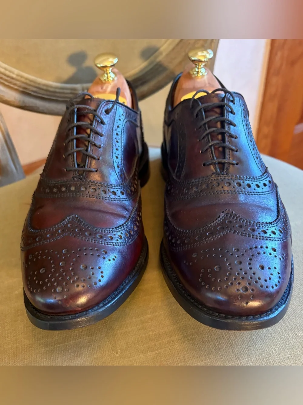 Allen Edmonds McAllister Premium Leather Wingtip Oxfords 9D Burgundy